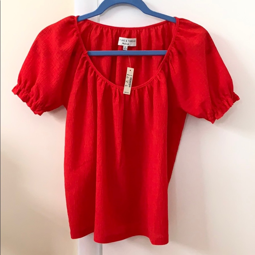Madewell Texture & Thread Ruffled sleeve top